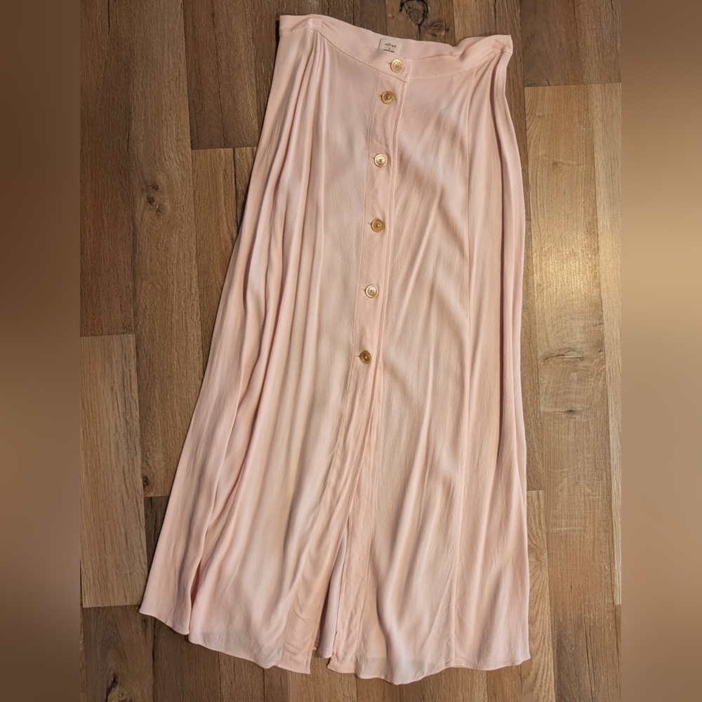 WILFRED | Aritzia Amelie Pastel Petal Pink Button Front Midi Skirt